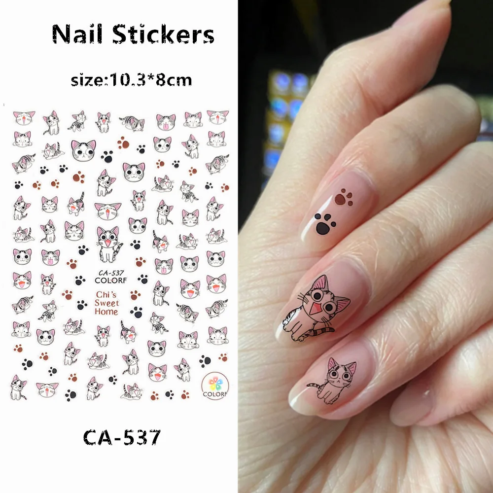 

CA series CA-537 Cute cat animal series 3D Back glue Self-adhesive Nail art Nail sticker decoration tool Sliders For Nail Decals