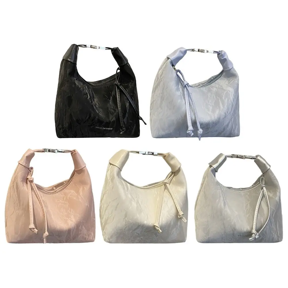

Simple Design Solid Color Dumpling Bag Polyester Retro Style Shoulder Bag Large Capacity Office Bag Travel