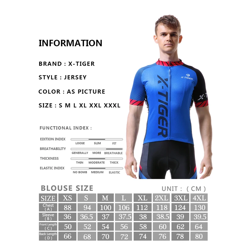 X-TIGER Cycling Jersey Men Mountain Bike Clothing Quick-Dry Racing MTB Bicycle Clothes Uniform Breathale Cycling Clothing Wear