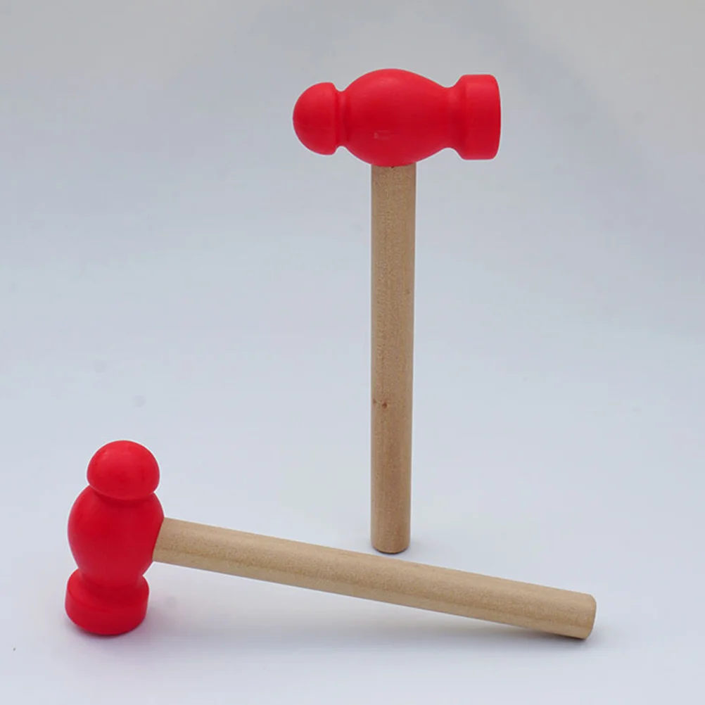 4 Pcs Mini Kids Small Wooden Hammer Fun Pretend Play Hammers Pounding Baby
