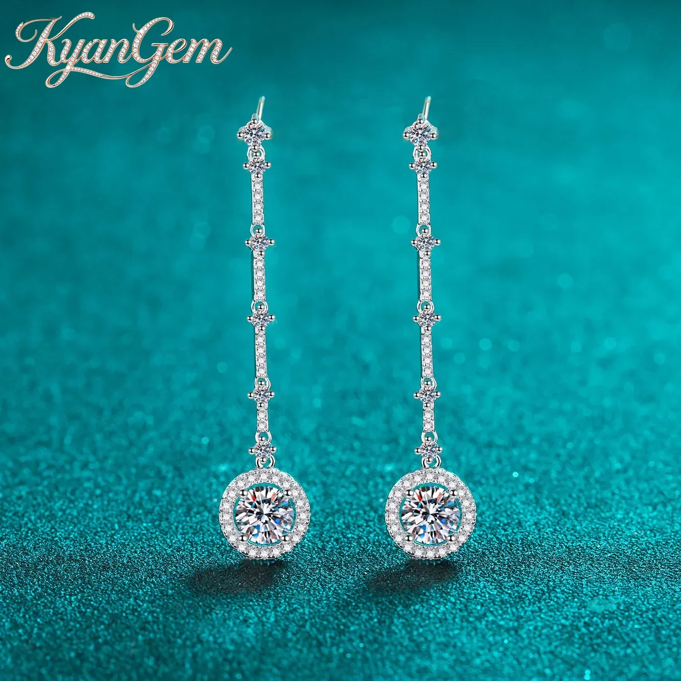

KyanGem 18K Gold Inlaid Women's Long Tassel Round Bag 1-carat Moissanite Earrings, Simple Daily Wear PT950 Platinum Earrings