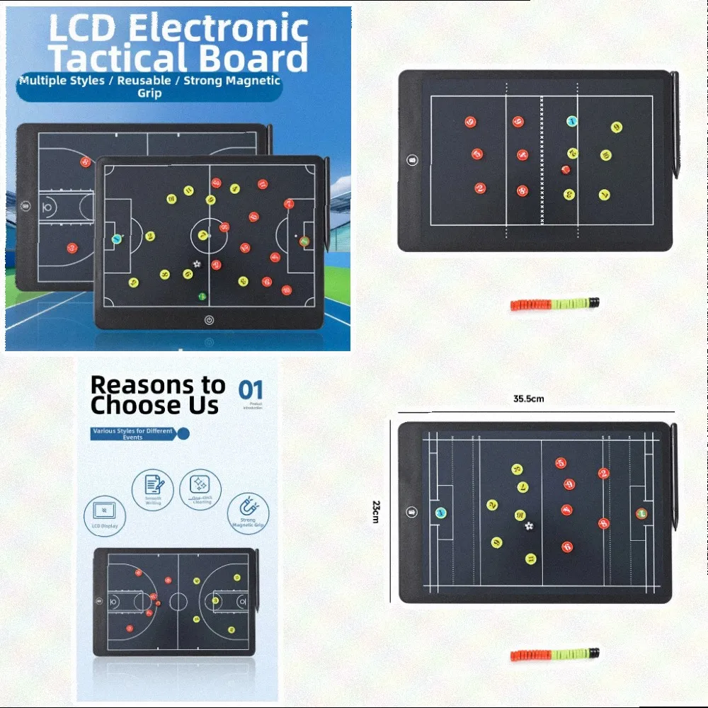 Match Coaching LCD Strategy Board Coaching Tools Plastic Construction Portable Lightweight Design Power Button Control