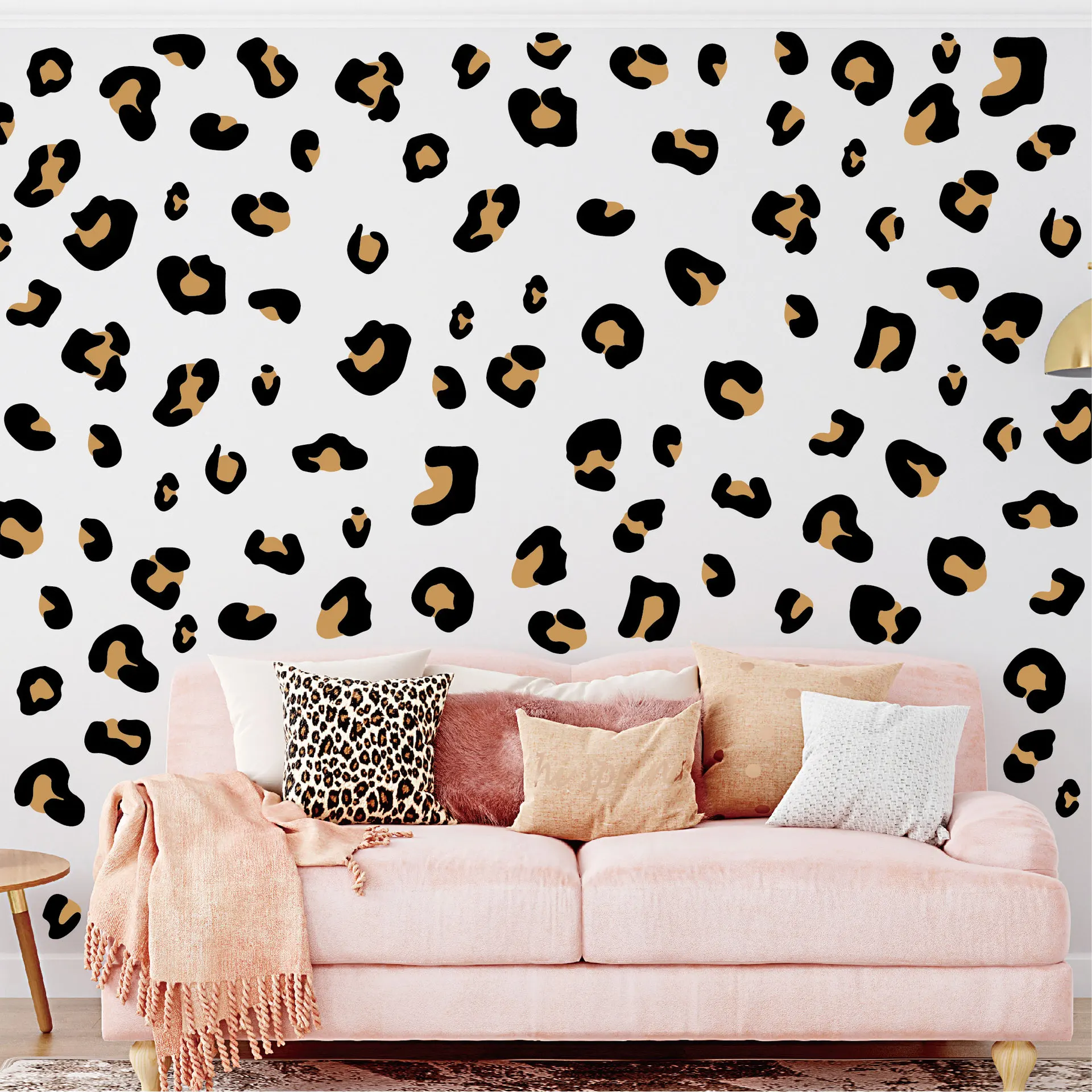 Leopard Wall Stickers Removable Self-Adhesive Vintage Print Decals for Living Room Bedroom Kids Room Minimalist Home Decor