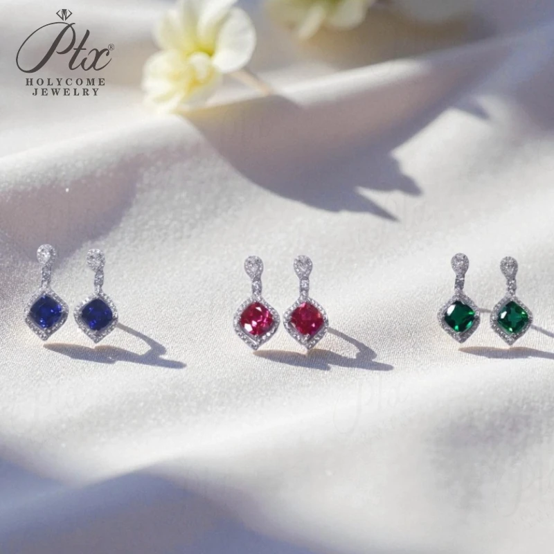 

Серьги по индивидуальному заказу с основным 1,8-2,7 карата, пухлый квадрат, рубин, сапфир, Колумбийская сторона, D, белый муассанит, элитные ювелирные изделия, подарок «рыбийон»