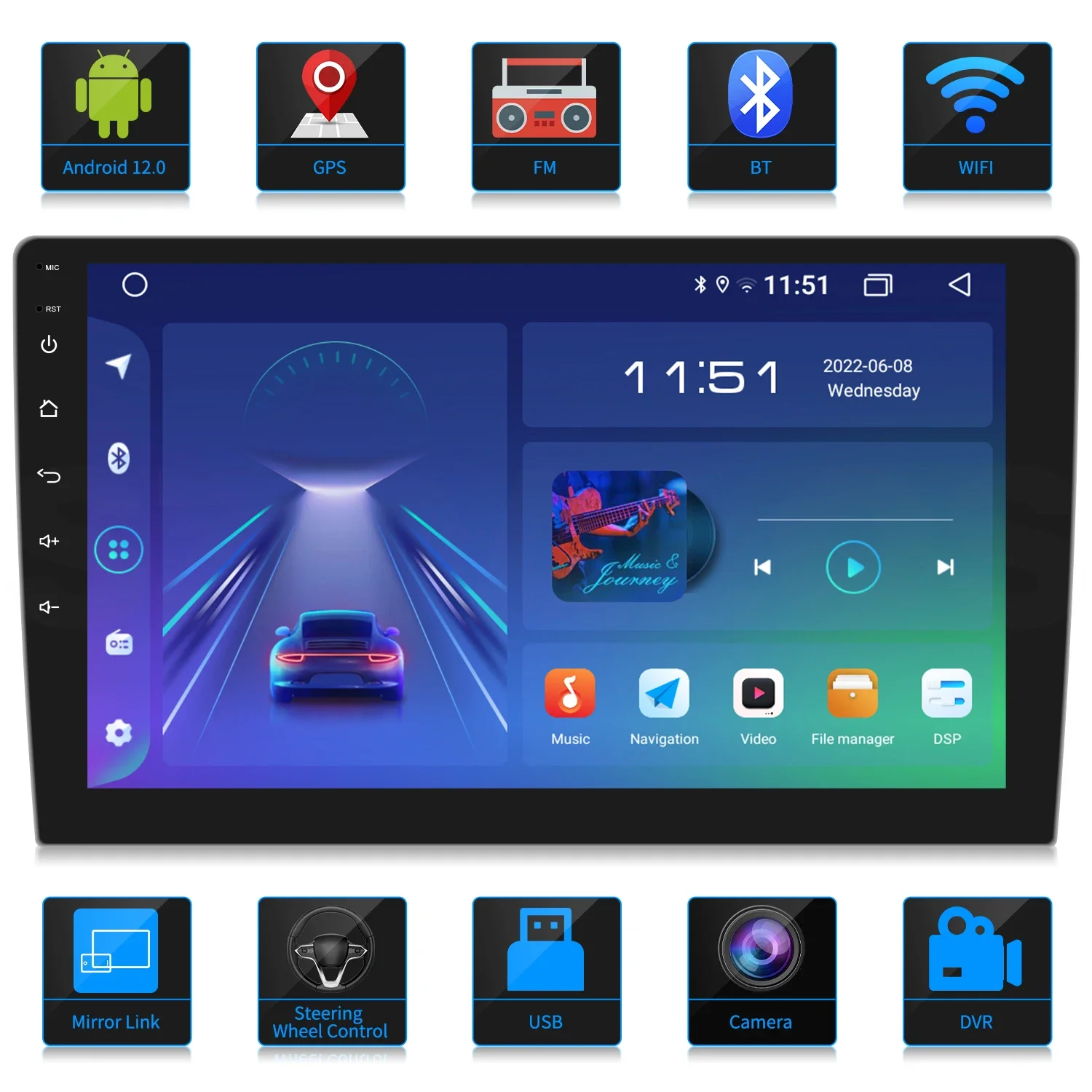 Android 10 Touch Screen 9inch Car Multimedia Player 2Din Car DVD Player Gps Navigation Wifi Auto Car Radio