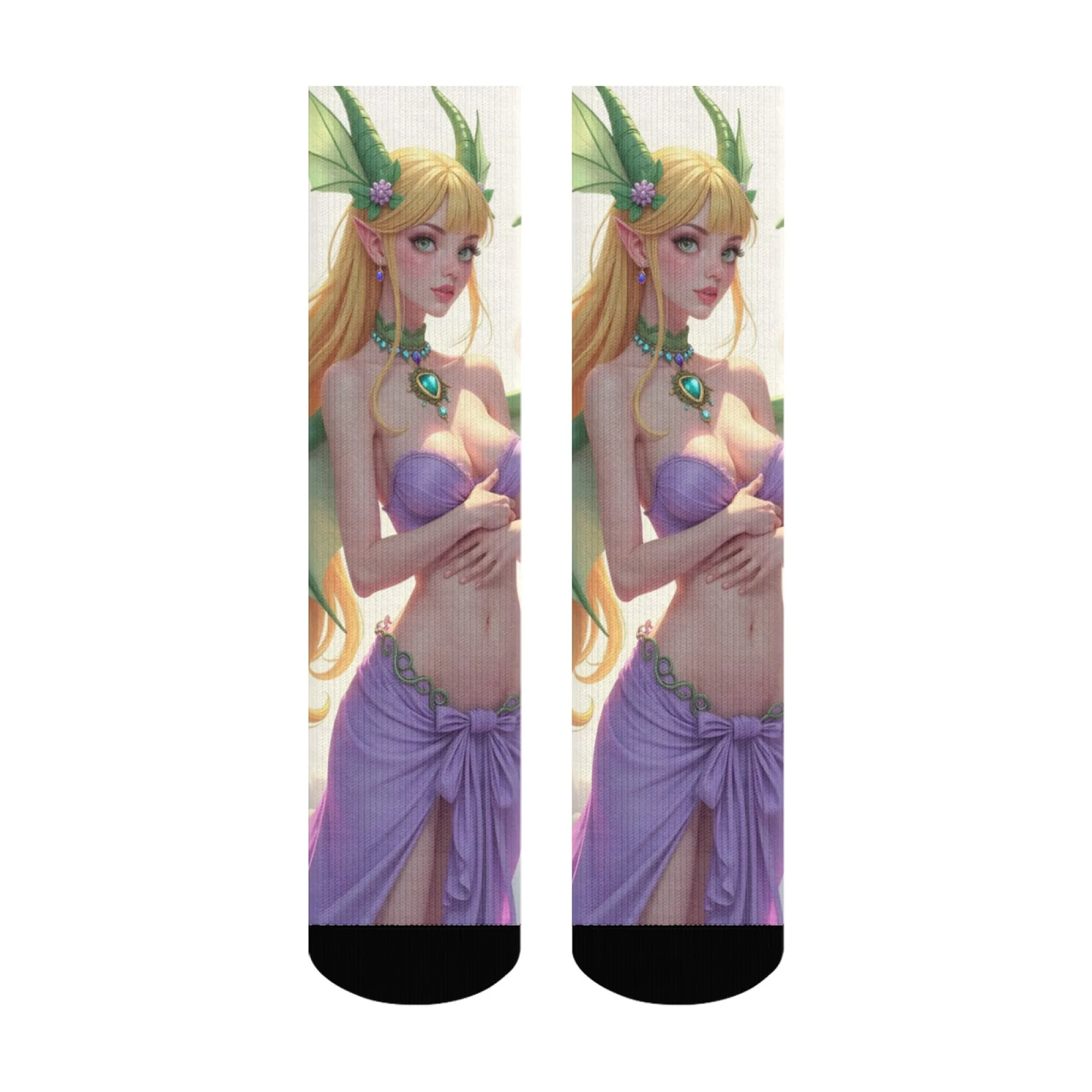 

Термоноски Mystical Forest, подробная фиолетовая девушка-эльф, художественный принт, теплые повседневные носки для экипажа, модный комфортный дизайн