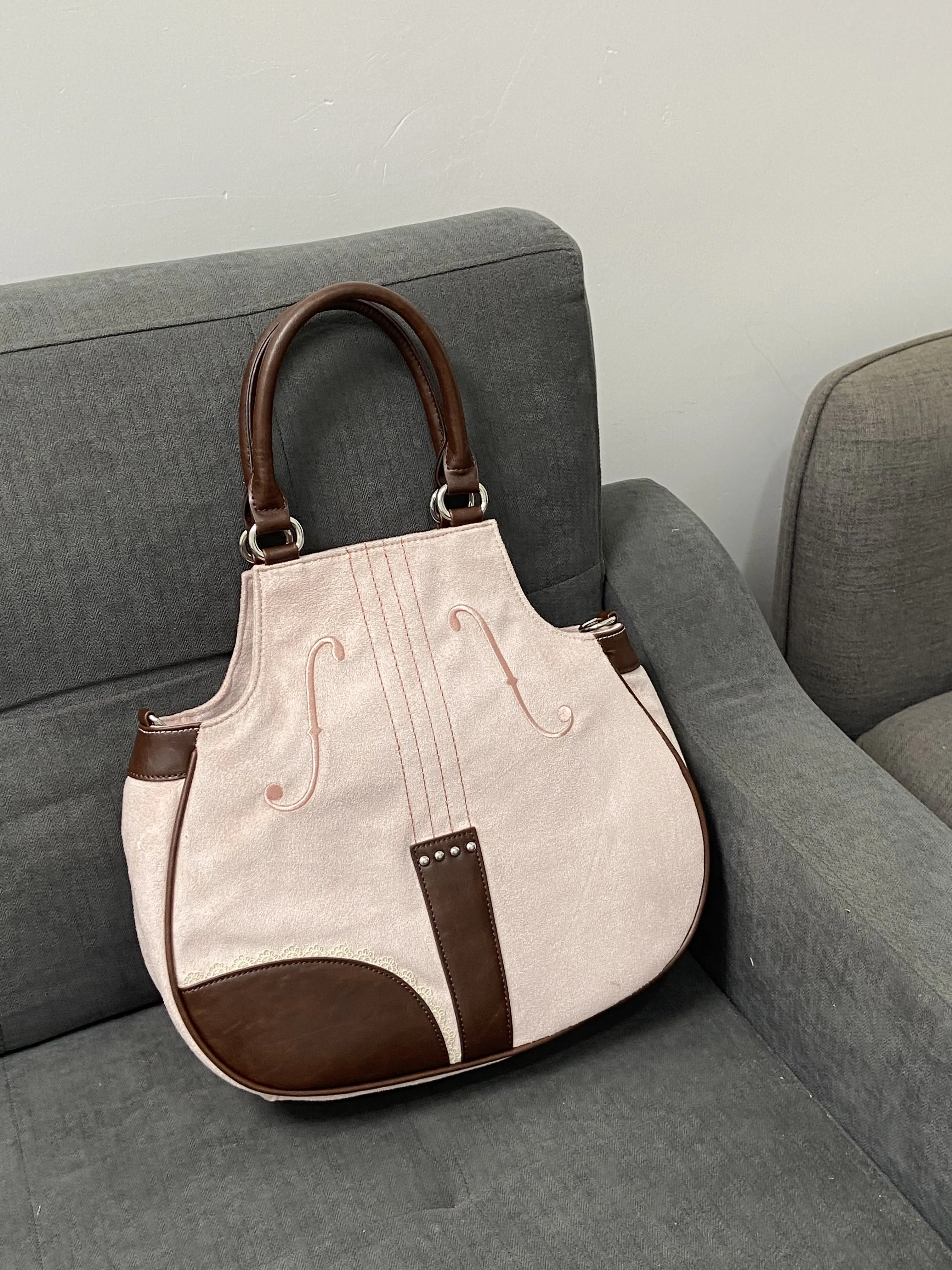 Japanese Niche Literary and Retro Medieval Style Lolita Shoulder Bag Female Simple Lace Violin Casual Tote Bags for Women