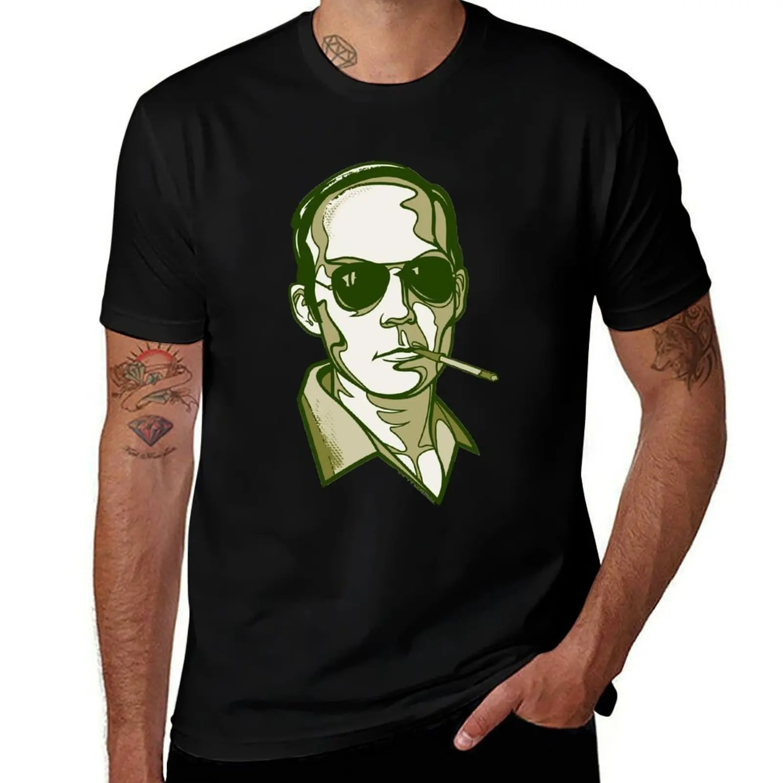 

Hunter S. Thompson green T-Shirt oversized graphic tee shirts graphic street wear summer top mens t shirts top quality