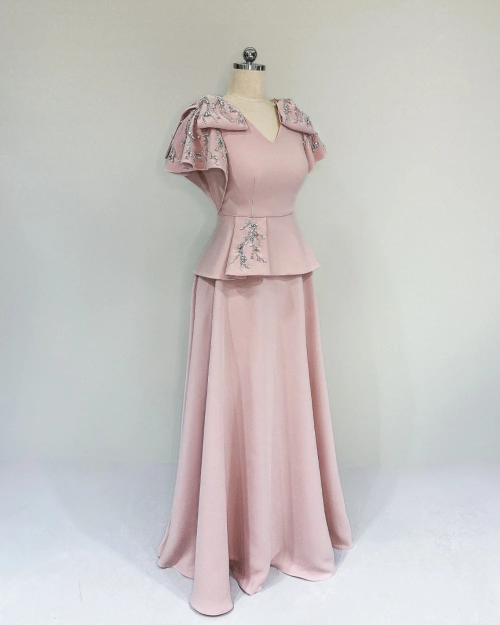 Customized Matching Intricate Rhinestone Sequined A-line V-neck Long Dresses Bespoke Occasion Dresses Sizes Available Fashion