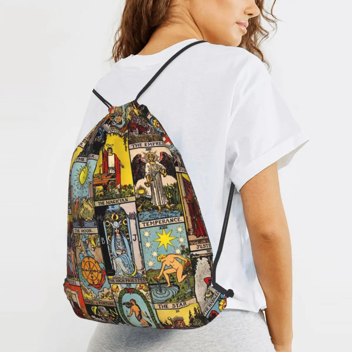 The Major Arcana Of Tarot Backpacks Fashion Drawstring Bags Sports Bag Book Bags for Travel School