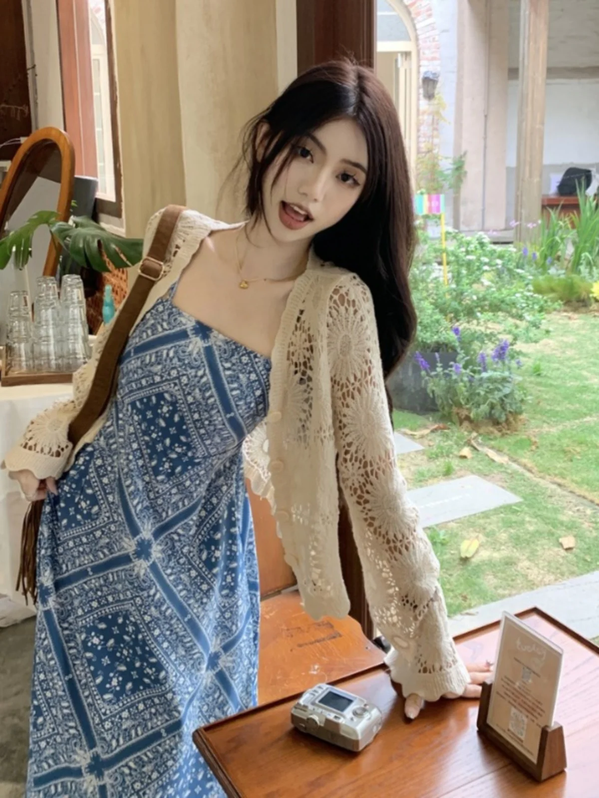 

Женский летний кардиган с защитой от солнца, ажурный, с цветочным узором, для пляжа, на пуговицах, верхняя одежда