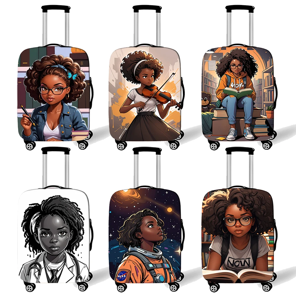 Afro Black Nurse Girl King Reading / Play Guitar Violin Pattern Luggage Cover American Africa Girl Accessories Suitcase Cover