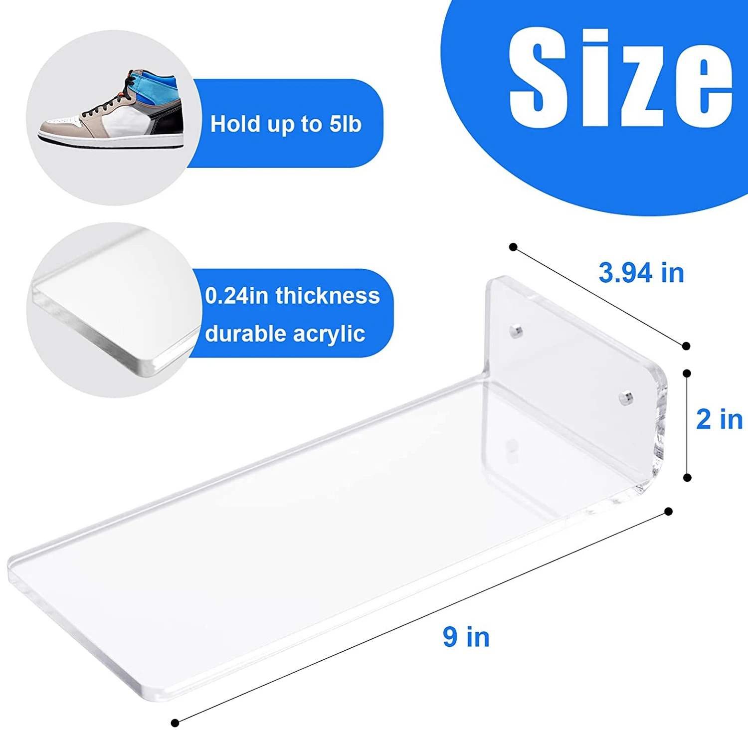 2 Pack Floating Shoe Display,Shelves Wall Mount Levitating Shoe Display Stand for Sneaker Collection or Shoes Box Y