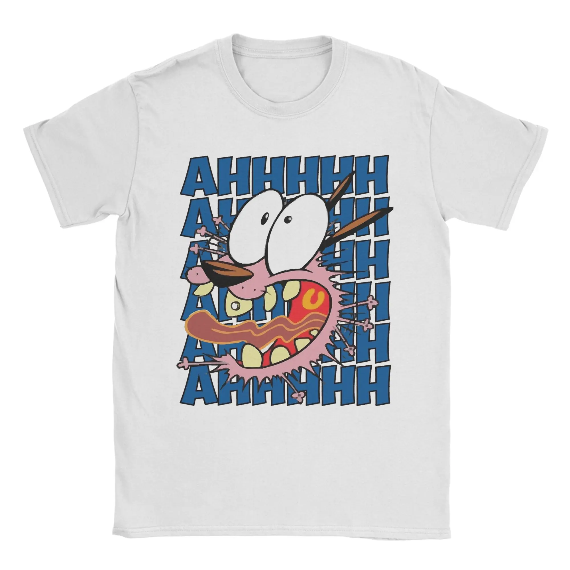 T-shirt à manches courtes et col ras du cou pour hommes et femmes, 100% coton, nouveauté, motif The Cowardlys Dogs AHHHHH, T-shirt d'été