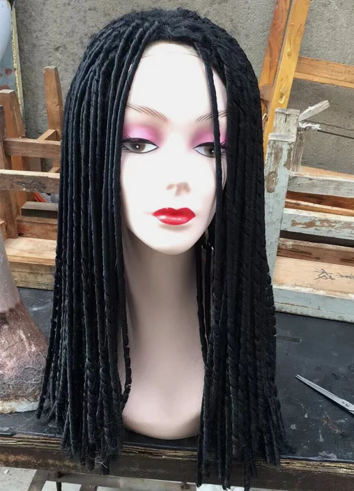 Pelucas Afro Dreadlock de 24 pulgadas de largo, trenzas de pelo retorcido, pelucas sintéticas para mujeres negras