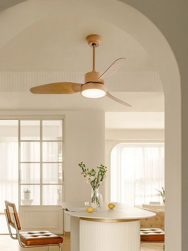 Restaurant Fan Light Vintage French Minimalist Wabi-sabi Wind Fan Creative Modern Log Wind Ceiling Fan Light Japanese