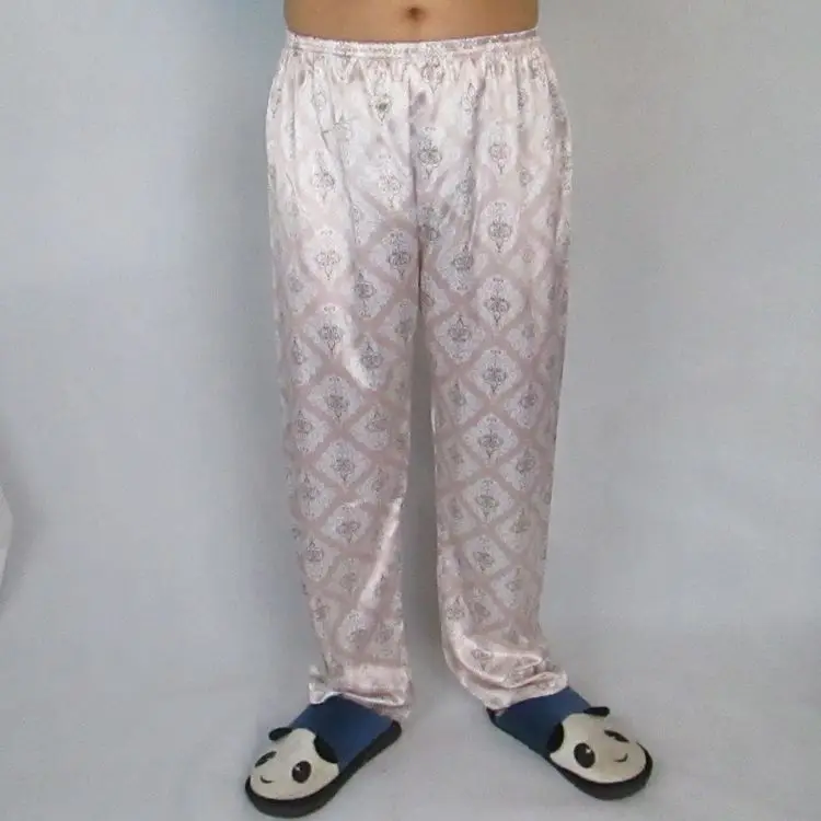 Pijama de cintura elástica de seda satinada para hombre y mujer, ropa de dormir Sexy, pantalón sedoso, pantalones de noche para el hogar, Pantalones