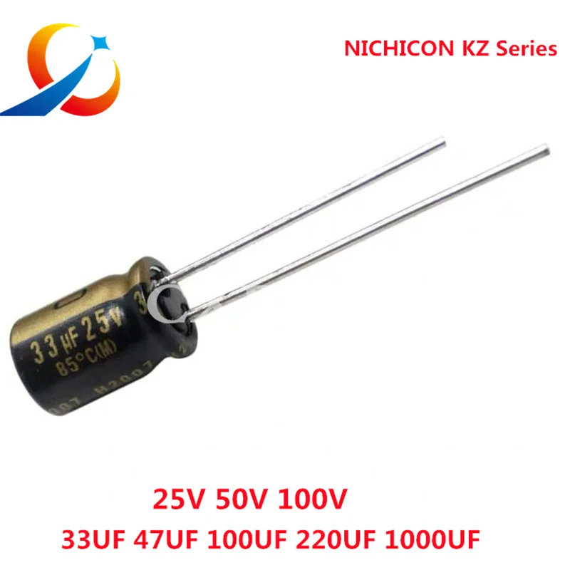 10pcs Nichicon MUSE KZ Series 10UF 22UF 33UF 47UF 100UF 220UF 470UF 1000UF 25V 50V 100V Hi-Fi Audio Capacitor  Copper Feet  New