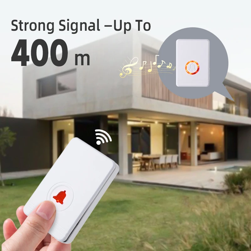 Villa security strong signal 400 meters range IP66 waterproof doorbell wireless 48 melody ring night light function