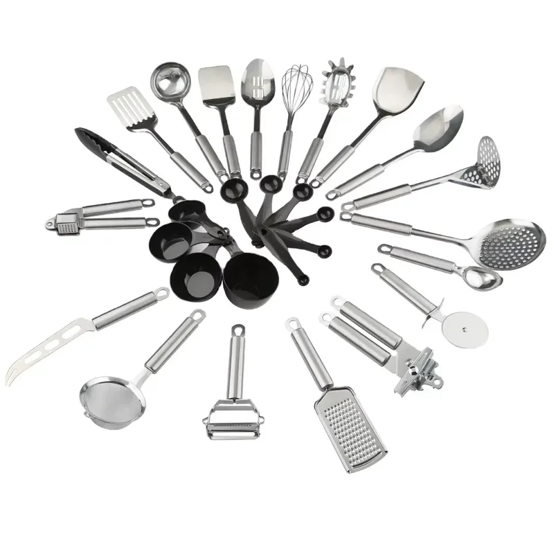 29 Stainless Steel Kitchen Cookware Set Cookware Gadgets Including Plastic Measuring Cups and Spoons
