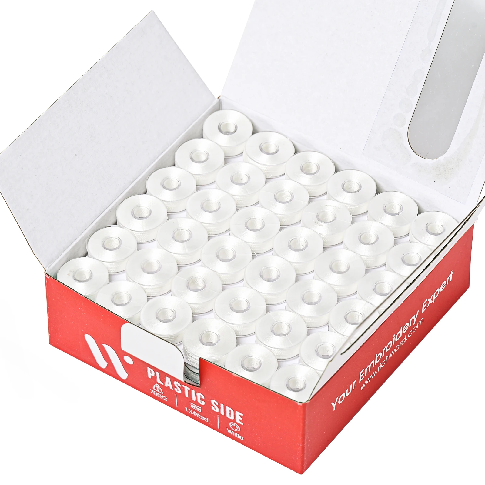 RICHWORD Selected 144Pcs/BOX Prewound Bobbins Size L 70D/2 and 75D/2(60WT) for Sewing and Embroidery Machine Bobbins Threadds