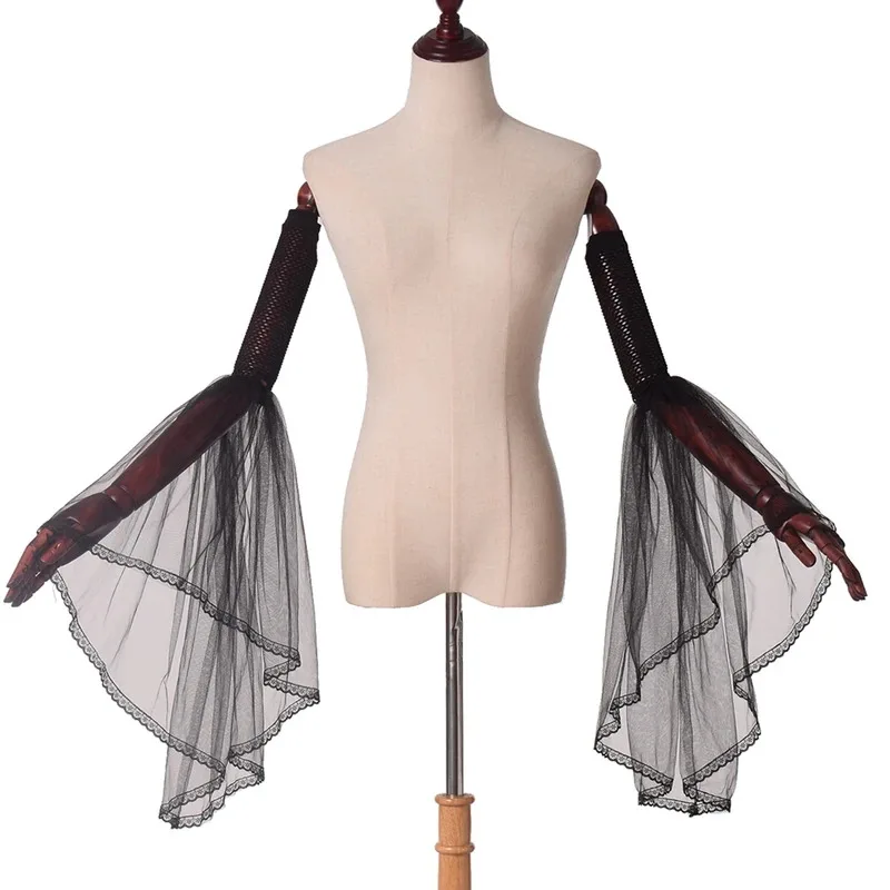 

Викторианские длинные тюлевые перчатки со съемными рукавами, аксессуары для готического свадебного платья, нарукавники для костюма на Хэллоуин