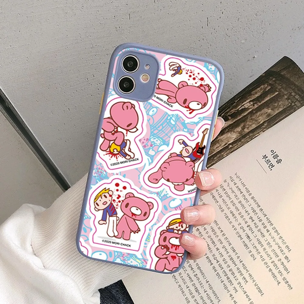 Cartoon G-gloomy Bear Phone Case for iPhone 14 11 12 13 Mini Pro Max 8 7 Plus X XR XS MAX Translucent Matte Cover