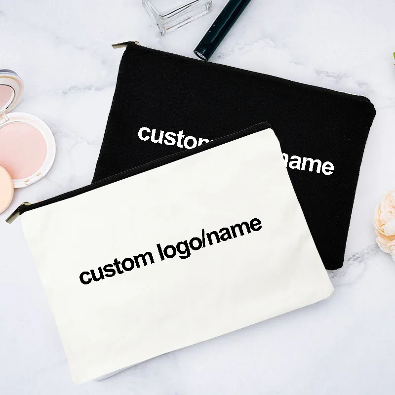 Custom Design Add Your Name Company Logo Cosmetic Bag Organizer Wallet Pencil Bag Gift Stylish Personalized Cosmetic Bag Zipper