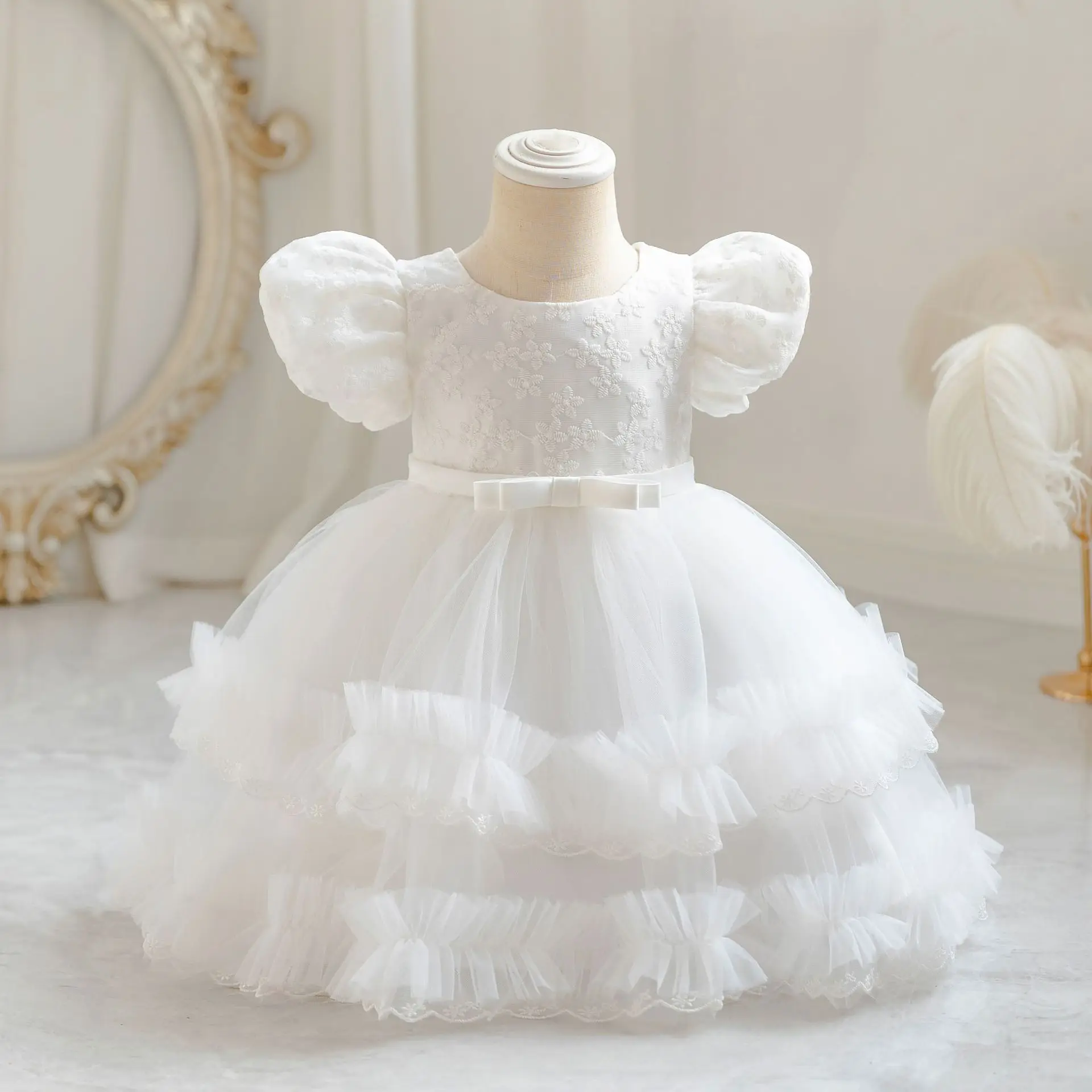 0-4 Years Girl Kid\'s Dress Tutu Princess Baby Dresses Puff Sleeve Infant Ball Gown Cheap Christmas Birthday Party Outfits