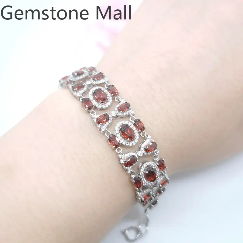 

Total 12ct 45 Pieces 100% Natural Garnet Bracelet with 3 Layers 18K Gold Plating Vintage Garnet 925 Silver Bracelet