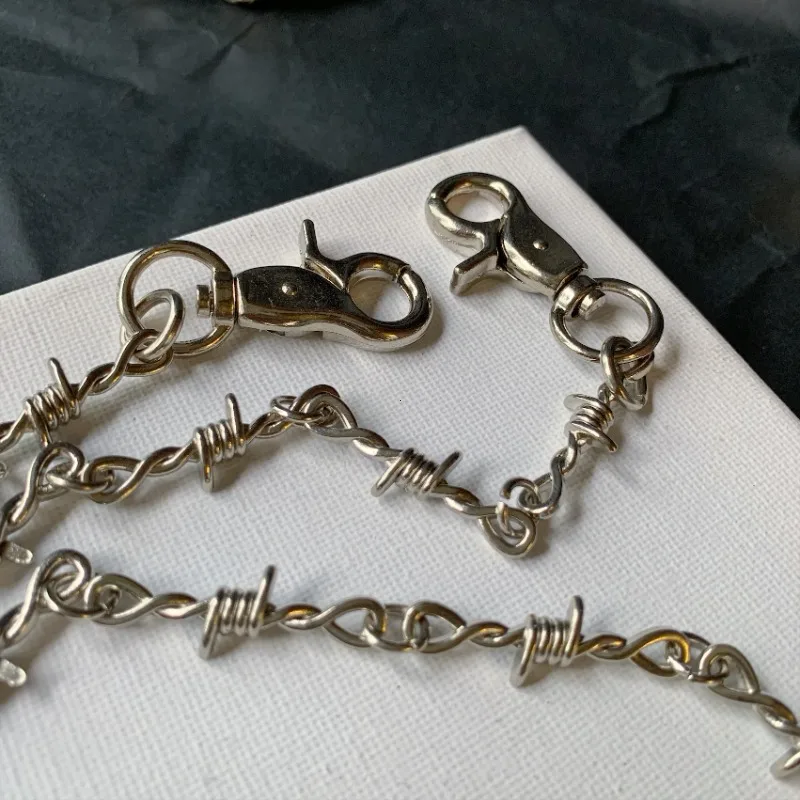 أحزمة فاسق الشوك سلك الشائكة بنطلون طويل الخصر سلسلة Y2k أحزمة الهيب هوب الجرونج القوطي النساء الرجال السراويل الجينز اكسسوارات #3