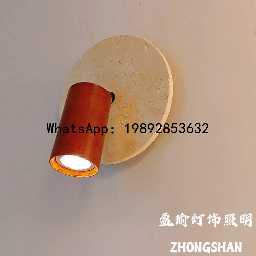 ZF Yellow Travertine Bedroom Wall Lamp, Vintage Style, Study Room Wall Light with Zipper Switch, Rotatable, for Master Bedroom