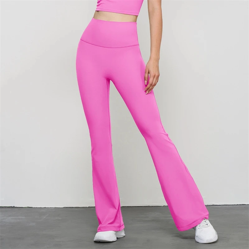 Rozkloszowane legginsy w jednolitym kolorze Wysoka talia Slim Bell-Bottoms Damskie spodnie z szerokimi nogawkami Joga Legginsy sportowe Trening