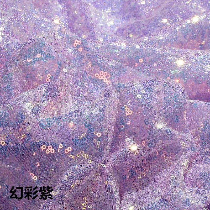 Club Party Dress Sequin Mesh Wedding Decoration Fabric Net with Laser Shiny DIY Material