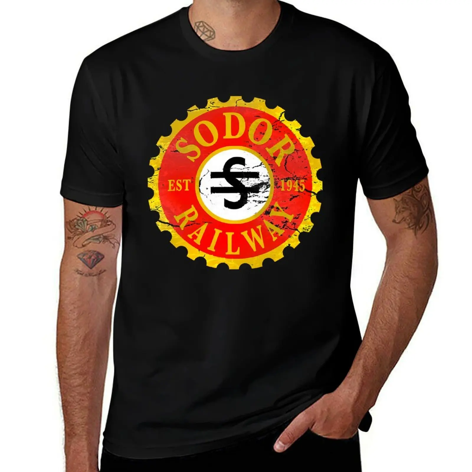 Sodor railway logo distressed classic t shirt T-Shirt Casual Loose Fit Summer Tee Shirt