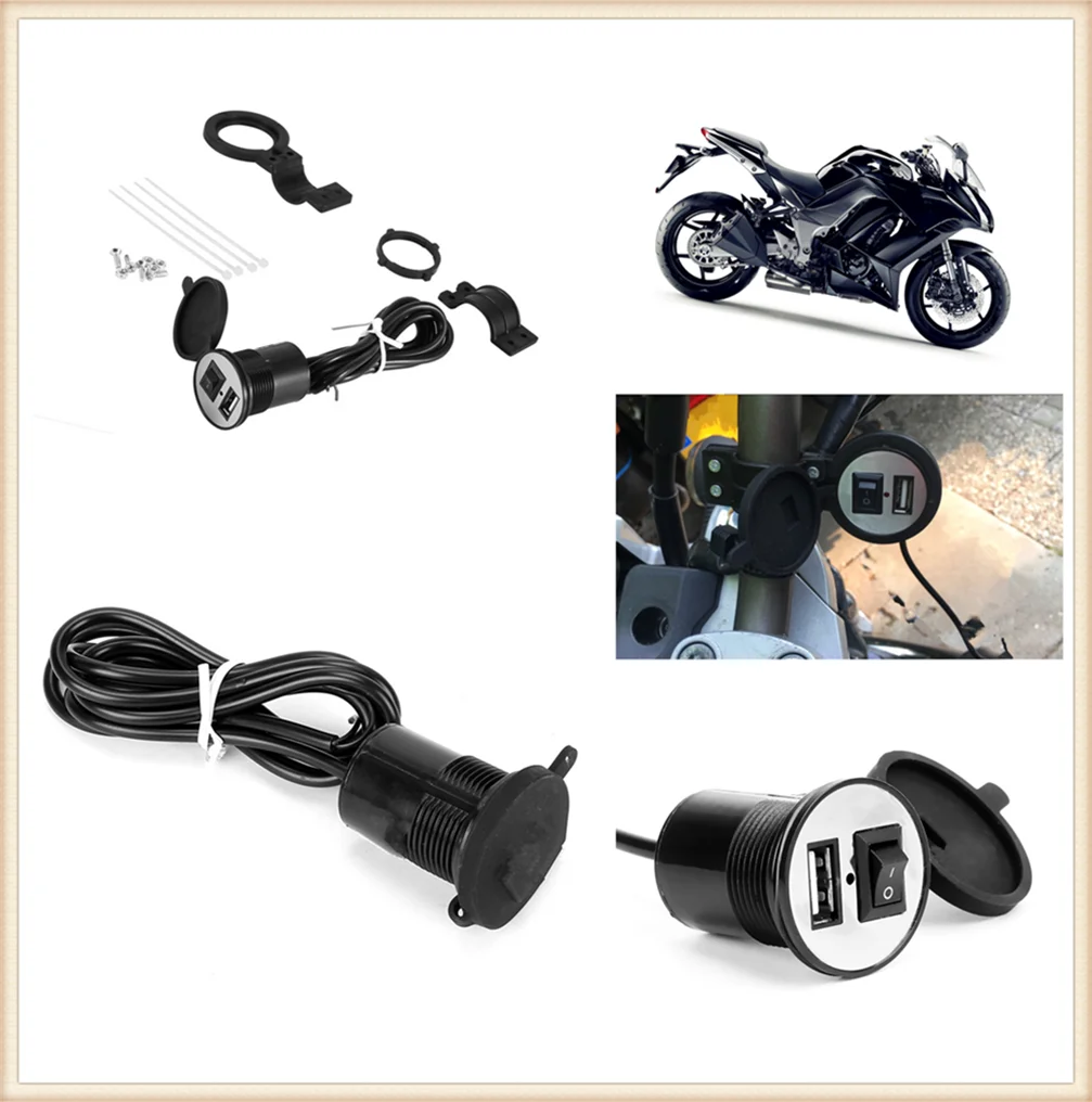 Universal motorcycle USB mobile phone charger switch waterproof for HONDA CBR1100XX BLACKBIRD ST1300 ST1300A VFR800 CBR125R