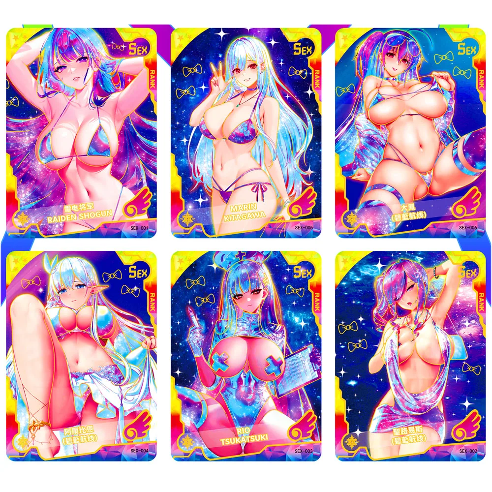 WK Girl Maiden Party Cards Senpai Goddess Swimsuit Series Board Game  Anime Goddess Character Metal Card Toy For Children Gift