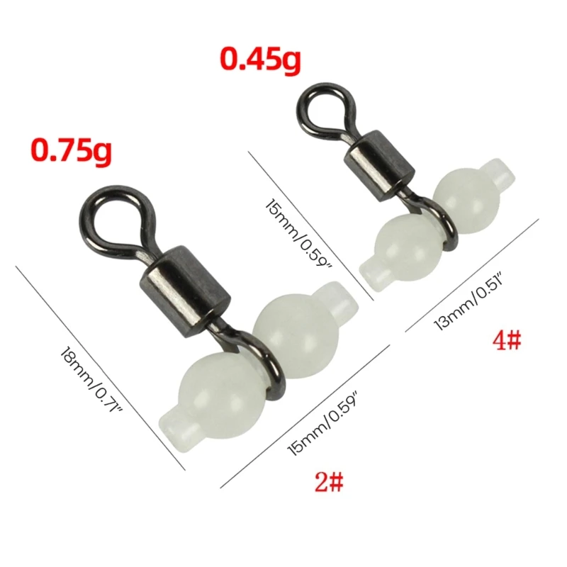 Luminous Fishing Swivels with Glow Beads Tackle for Saltwater Freshwater Fishing Swivels T-Shape Fishing Line Connectors image 4