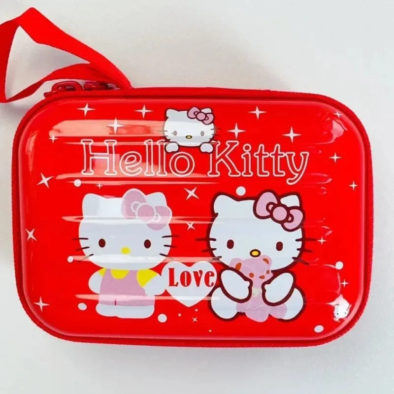 Hello Kitty Data Cable Charger Storage Bag Sanrio Creative Anime Kawaii Portable Zipper Square Jewelry Storage Protection Boxs