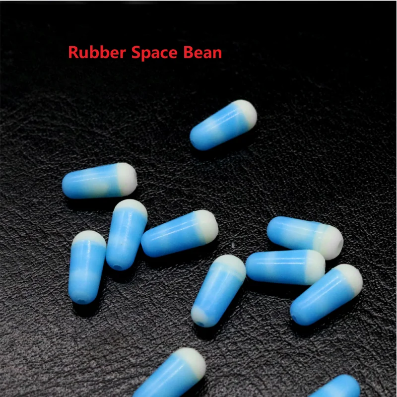 100/300Pcs/lot High Quality Rubber Space Beans Sea Carp Fly Fishing Blue Rubber Oval Stopper Fishing Float Fishing Bobber