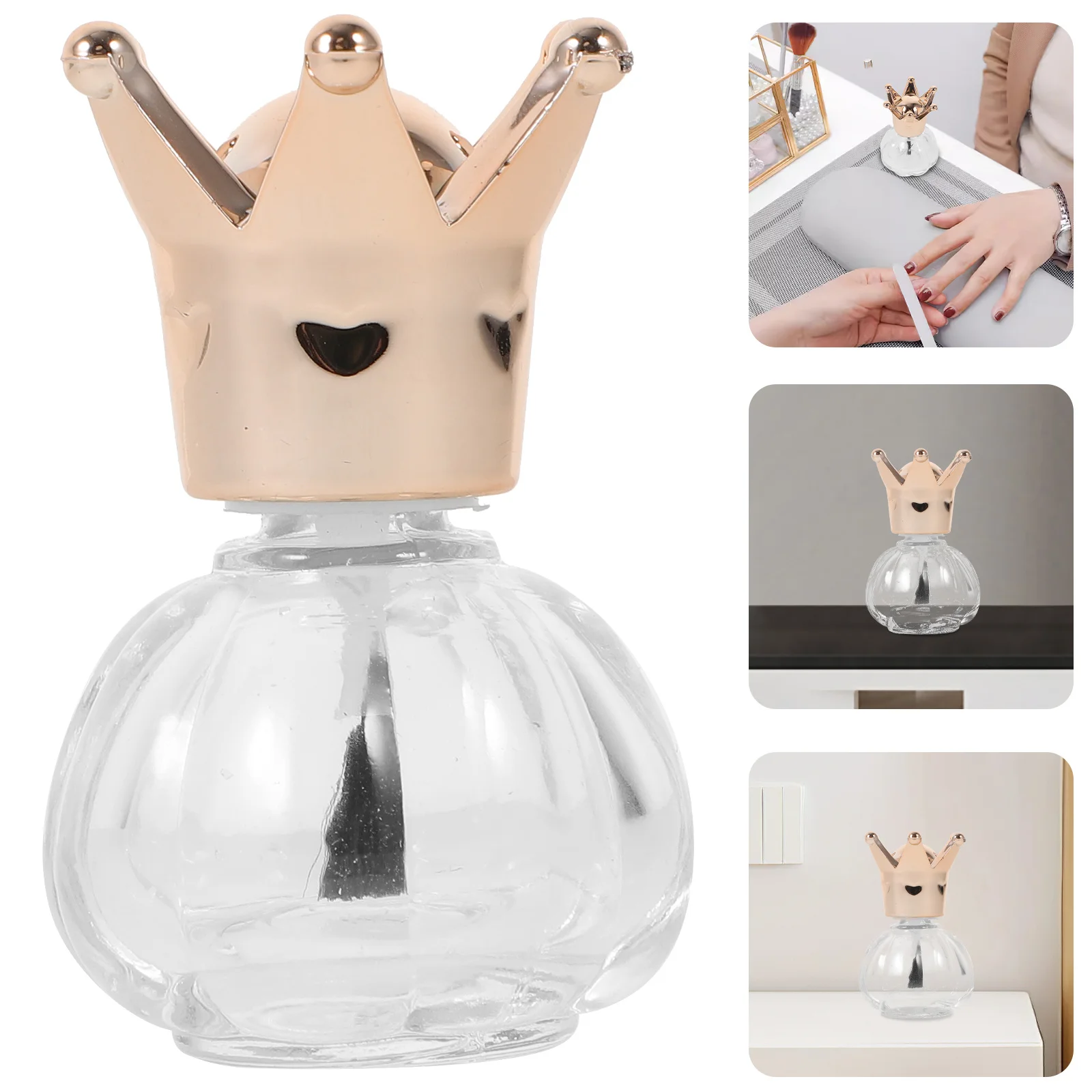 Bouteille vide de vernis à ongles, récipient en verre rechargeable de 10Ml avec brosse pour l'artisanat des ongles, distributeur réutilisable étanche, 4 pièces