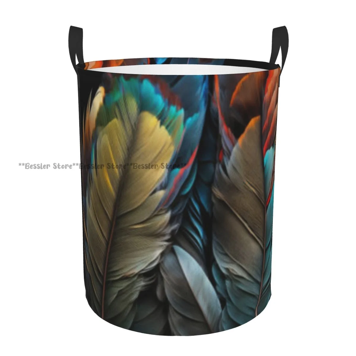 Colorful Tropical Exotic Bird Feathers Waterproof Storage Bag Household Dirty Laundry Basket Folding Clothes Organizer