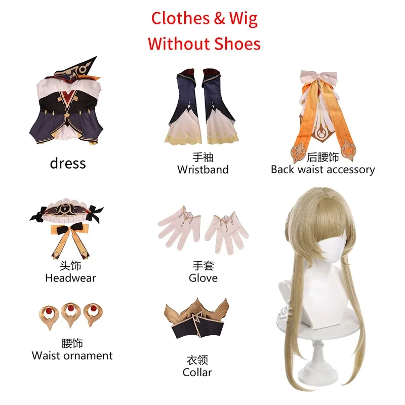 

ABC123Marionette Sandrone Costume Wig Game Impact Fatui Marionette Cosplay Shoes Women Role Play Halloween Rol5,j'8.k/4\