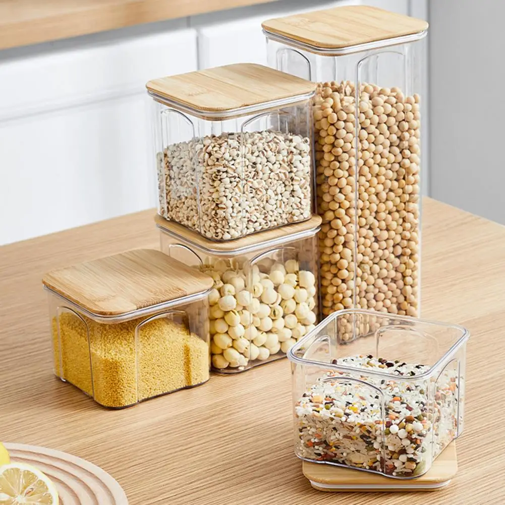 450ML/650ML/900ML Food Sealed Jar BPA Free Plastic Airtight Storage Box Kitchen Rice Grain Organizer Cereal Preservation Tank