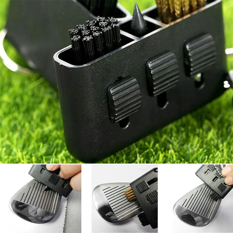 3-in-1 Golf Club Cleaning Brush Pocket Carry Training Accessories Portable Golf Club Groove Putter Wedge Ball Cleaning Brush