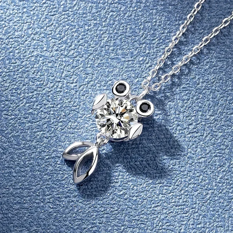 Luxury Cute Fish Pendant Moissanite Diamond Chain for Women, Designer Platinum Pt950 Necklace Birthday Party Jewelry Girls Gift
