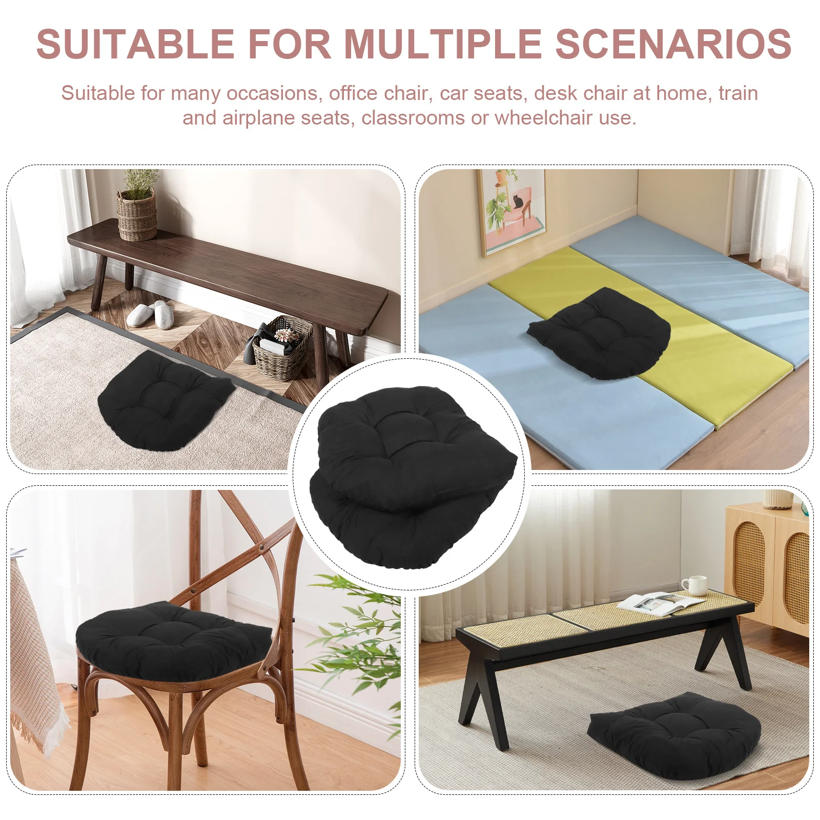 

2Pcs Outdoor Patio Chair Cushions Thickened Seating Cushion Non-Slip Floor Cushion Suitable for Office Car Garden