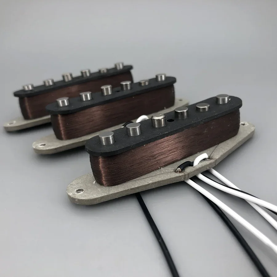 Vintage V70 SSS Handwound Alnico 5 Guitar Pickups Grey Bottom Plate Plain Enamel Wires 42 for Electric Guitar