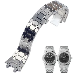 28mm 26mm Silver 316L Stainless Steel Bracelet For AP 15400 Audemars Piguet Royal Oak Strap Men Watch Band