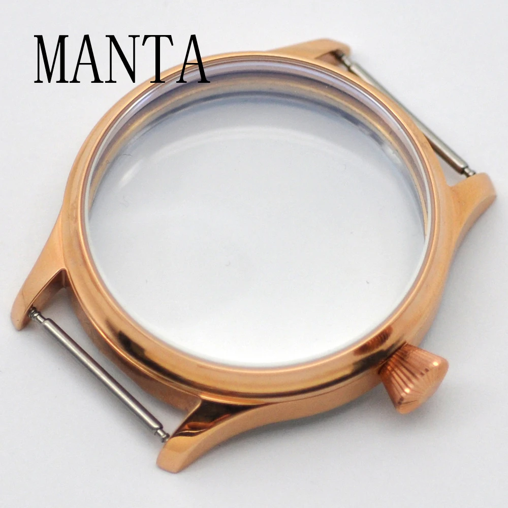 MANTA 44mm Stainless Steel Silver Rose Gold Black Case Fit ETA6497/6498 Seagull ST3600 Movement Watch Parts